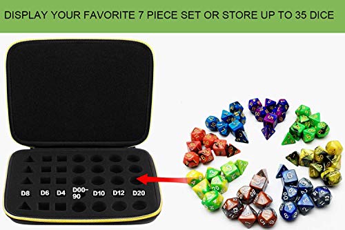 Bandeja para dados compatible con el juego de dados DND, juego de rol como mazmorras y dragones, soporte para exhibición tu juego favorito de 7 piezas o almacenar hasta 35 dados, color negro