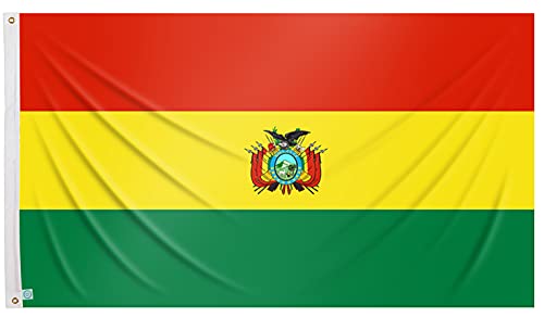 Bandera boliviana reforzada de 90x150cm, con dos ojales de metal, bandera Bolivia