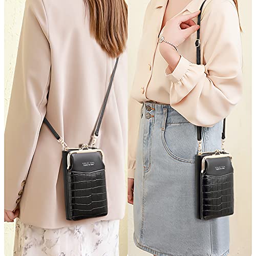 Bandolera Movil Mujer, Bolso Movil de Crossbody,Correa Ajustable Pequeño Bolso Bandolera Monedero con Ranuras para Tarjeta y Cremallera Billetera