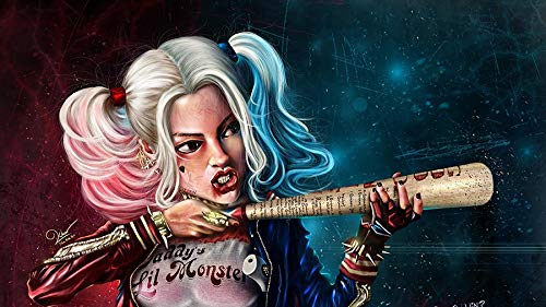 BAOZHEN Lienzo Pintura Harley Quinn Suicide Squad Retrato Pintura de Lienzo Arte de la Pared Pósteres y Estampados Fondos de Pantalla Gratis para Sala de Estar