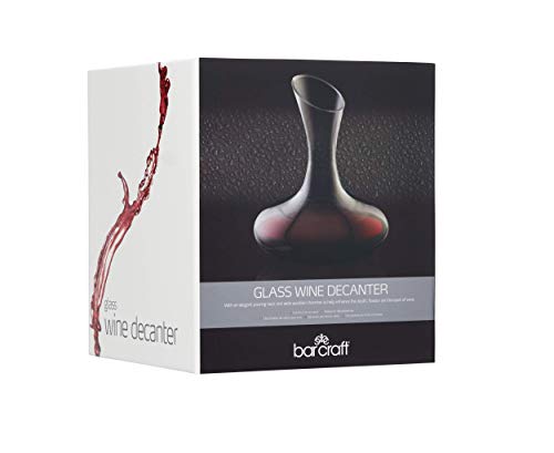 Bar Craft Juego Decantador de Vino Luxury en Caja de Regalo, Hecha de Cristal, Transparente, 1.5 litros