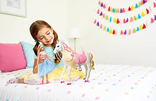 Barbie - Princess Adventures Prance y Shimmer Caballo y muñeca Rubia, Regalo niños +3 años (Mattel GML79), Embalaje estándar
