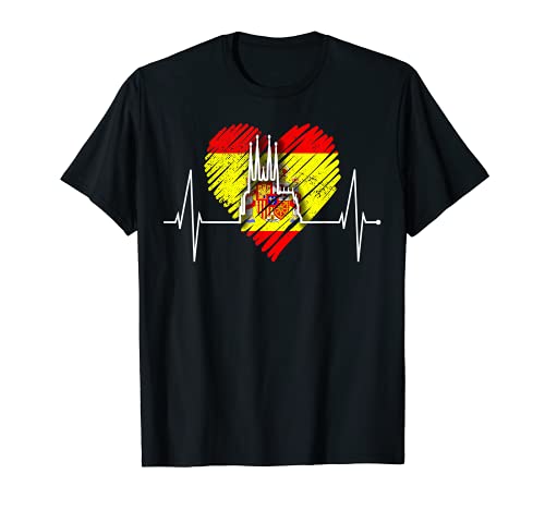 Barcelona Horizonte Latido Corazón Bandera Sagrada Familia Camiseta