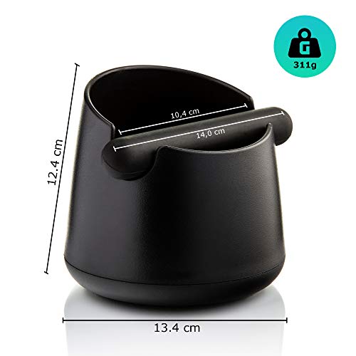 Barista Legends® - Recipiente para tamiz negro mate - Knock Box para posos de café con barra especial que absorbe el ruido - Depósito para los accesorios Barista