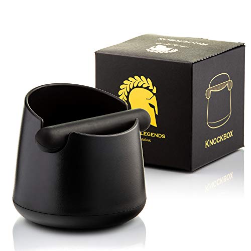 Barista Legends® - Recipiente para tamiz negro mate - Knock Box para posos de café con barra especial que absorbe el ruido - Depósito para los accesorios Barista