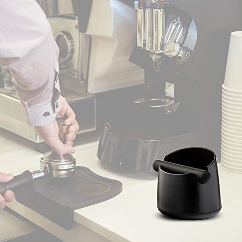 Barista Legends® - Recipiente para tamiz negro mate - Knock Box para posos de café con barra especial que absorbe el ruido - Depósito para los accesorios Barista