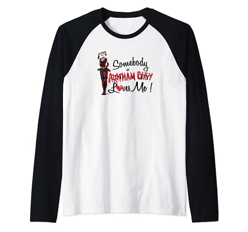 Batman: Arkham City Harley Quinn Somebody Loves Me Camiseta Manga Raglan