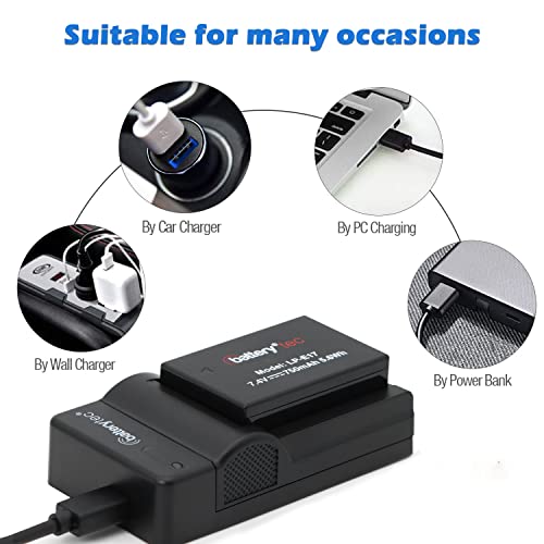 Batterytec® Batería de Repuesto para Canon cámara LP-E17,Canon EOS RP, 200D, 77D, 750D, 760D, 800D, 8000D, Digital SLR cámara y Cargador portátil Micro USB [Recargable,750mAh,12 Meses de garantía]