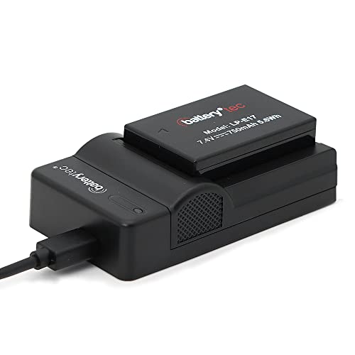 Batterytec® Batería de Repuesto para Canon cámara LP-E17,Canon EOS RP, 200D, 77D, 750D, 760D, 800D, 8000D, Digital SLR cámara y Cargador portátil Micro USB [Recargable,750mAh,12 Meses de garantía]