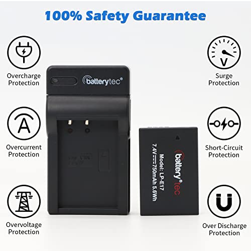 Batterytec® Batería de Repuesto para Canon cámara LP-E17,Canon EOS RP, 200D, 77D, 750D, 760D, 800D, 8000D, Digital SLR cámara y Cargador portátil Micro USB [Recargable,750mAh,12 Meses de garantía]