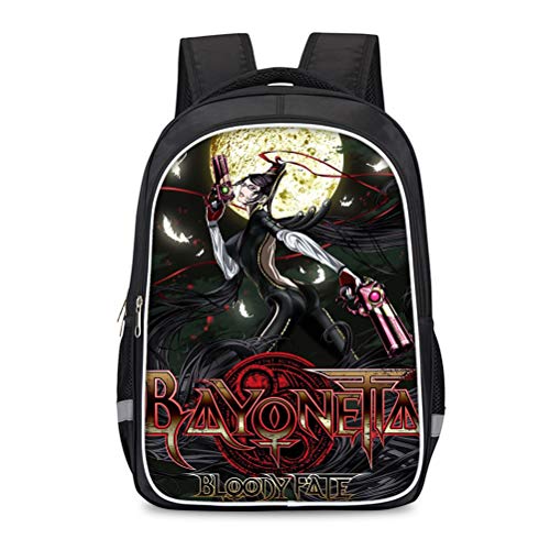 Bayonetta Bloody Fate Mochila Impresa Bolso de Escuela Compacto y liviano Adecuado para niños y niñas Bolsa de Viaje Casual para niñas Escuela portátil Daypack (Color : A02, Size : 30 X 17 X 42cm)
