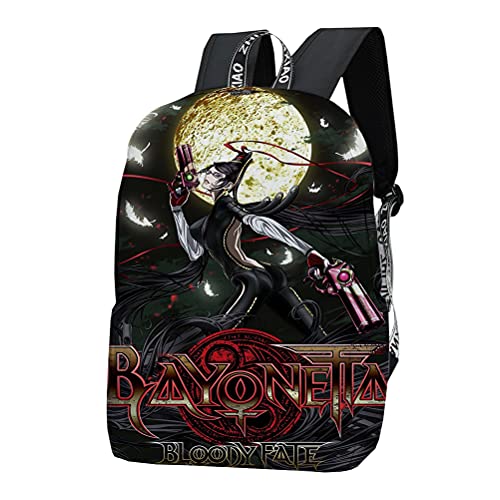 Bayonetta Bloody Fate Mochila para niños Bolsa de Escuela portátil Bolsa de Senderismo de Alta Capacidad Bolsa de Viaje Casual Estilos Populares Daypack (Color : A02, Size : 43 X 30 X 14cm)