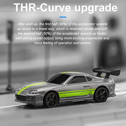 BBDI Coche teledirigido Turbo Racing 1/76 C73 Mini Electric RC con faros, 2,4 GHz, 4 canales, radio portátil, coche RTR, color gris