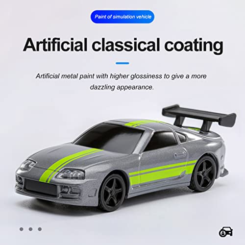 BBDI Coche teledirigido Turbo Racing 1/76 C73 Mini Electric RC con faros, 2,4 GHz, 4 canales, radio portátil, coche RTR, color gris