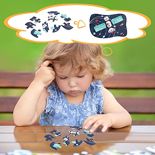 BBLIKE Puzzle Infantil de para niños Rompecabezas de Espacio, puzle de 5 imágenes, puzle de Madera, Adecuado para niños y niñas a Partir de 3, 4 y 5 años