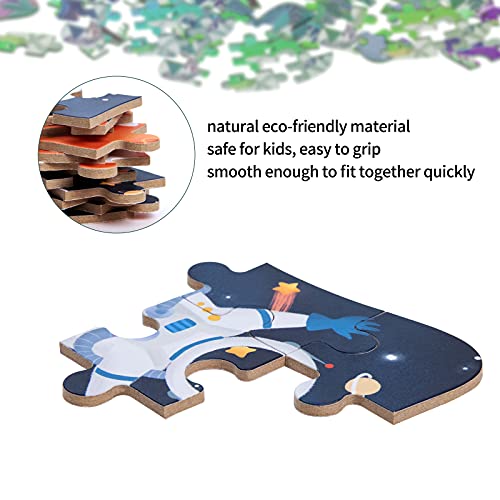 BBLIKE Puzzle Infantil de para niños Rompecabezas de Espacio, puzle de 5 imágenes, puzle de Madera, Adecuado para niños y niñas a Partir de 3, 4 y 5 años