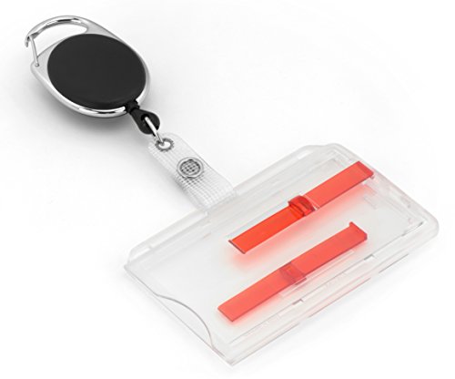 BE-HOLD - Funda para tarjeta de identificación con cordón, 2 tarjetas de capacidad, ofrece una protección segura para sus tarjetas y gracias a la corredera roja se pueden extraer las tarjetas fácilmente