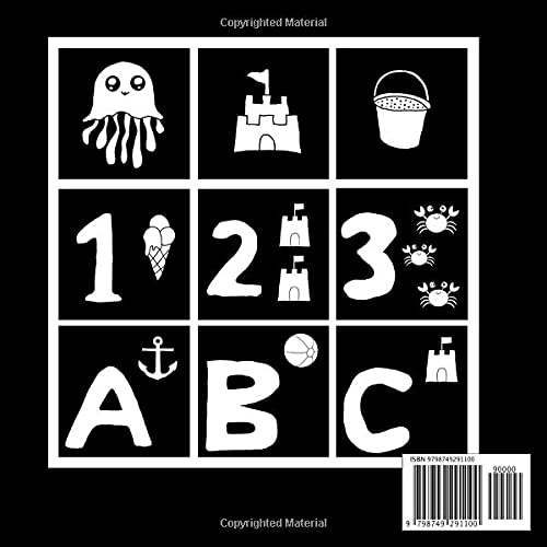 Beach Colouring Book For Toddlers, Ages 1-3, Hand-Drawn.: Simple, Hand-Drawn Big Pictures On Black Paper With Summer Themes, Sea Animals, ABC, 123 (UK Edition)