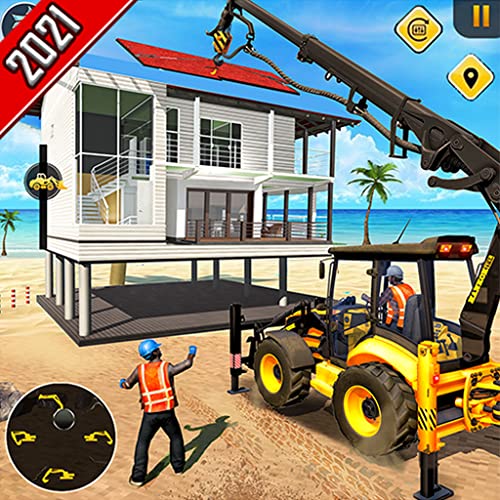 Beach House Builder Construction Games 2020 - Wood Dream House Design Family Simulator 3D Games - Heavy Excavator Crane Driving Fun Games 2021 - City Demolish Road Builder Jungle Hut Construction Game