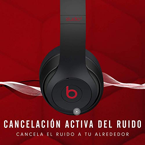 Beats Studio3 Wireless con cancelación de ruido - Auriculares supraaurales-Chip Apple W1, Bluetooth de Clase 1, 22 horas sonido ininterrumpido-Rojo (Defiant Black-Red)
