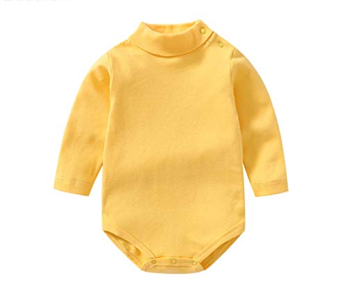 Bebé niño niña Camisa de Manga Larga Mono Cuello Alto Mameluco Ropa de Invierno niño otoño Pijama Capa Superior (Amarillo, 12-18Months)