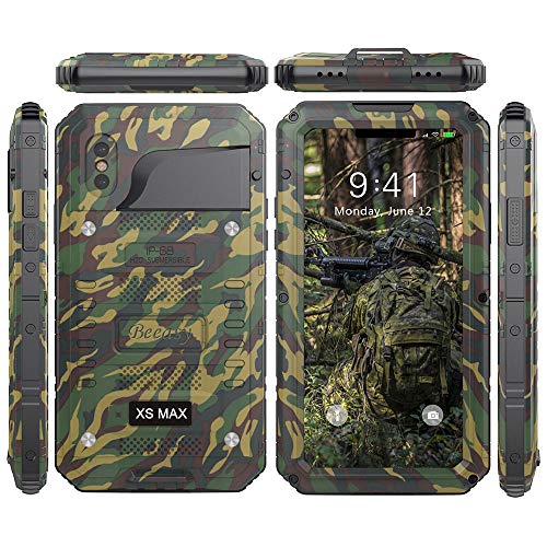 Beeasy Funda para iPhone XS MAX,Antigolpes Impermeable Rígida Robusta Antigravedad Carcasa Resistente Impacto Militar Duradera Blindada Fuerte Seguridad con Protector Pantalla al Aire Libre,Camuflaje