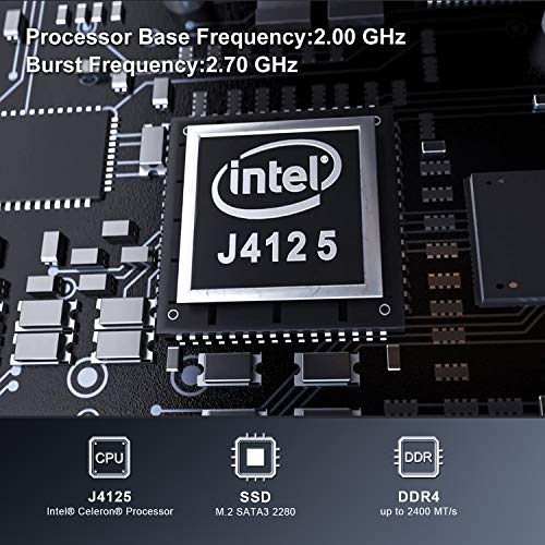 Beelink GK Mini PC, 8GB DDR4 + 128GB SSD Intel Celeron J4125 Procesador (4C/4T, up to 2.7GHz) Mini Desktop con Windows 10 /Dual HDMI/WiFi 5/Bluetooth4.0/Gigabit Ethernet
