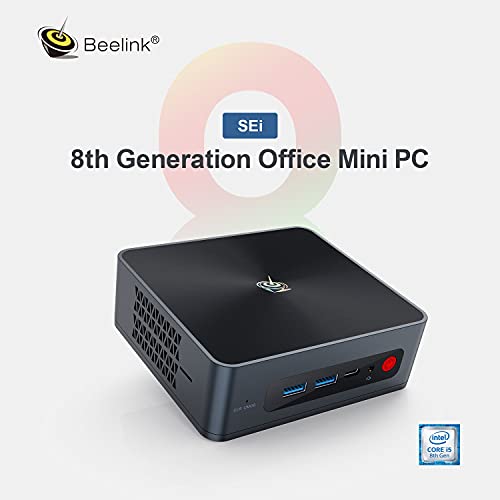 Beelink SEI 8 - Mini PC con Windows 10 Pro, Intel i5-8279U, Ultra HD 4K, RAM 8 GB DDR4, SSD 256 GB, ranura de 2,5" para disco duro/SSD adicional, Wi-Fi 6 AX, Gigabit Ethernet, 2x HDMI