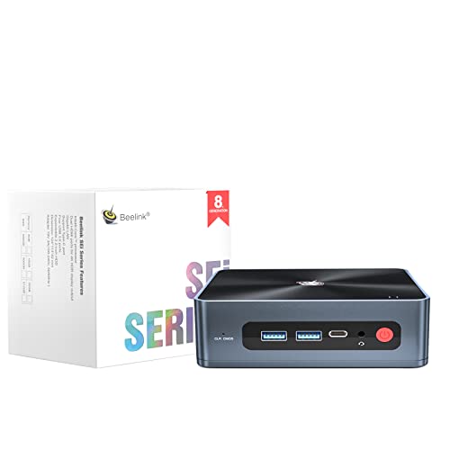 Beelink Sei Mini PC Windows 10 Pro 8th Gen Intel i5-8279U (Up to 3.40 GHz) 8GB DDR4 256GB NVMe SSD, Iris Plus Graphics 655,WiFi,Bt5.0,Dual Hdmi,Mini Desktop Computer Offiice