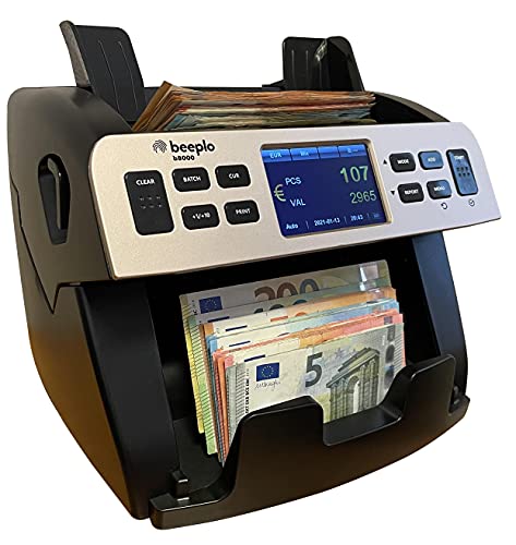 beeplo b8000-100% Fiable testado Banco Central Europeo - Actualizado a Todos los Billetes de EURO, USD, GBP, CHF, etc. Pantalla a color LCD - Totaliza Todas las Divisas, incluido USD