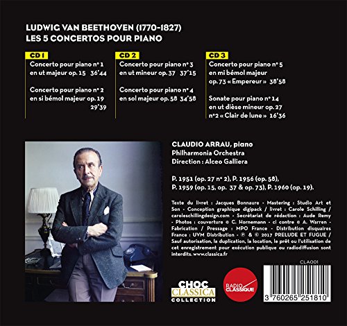 Beethoven : les 5 Concertos pour Piano et Orchestre / Claudio Arrau