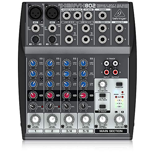 Behringer XENYX 802 color negro, Mezclador para DJ, 8 puertos