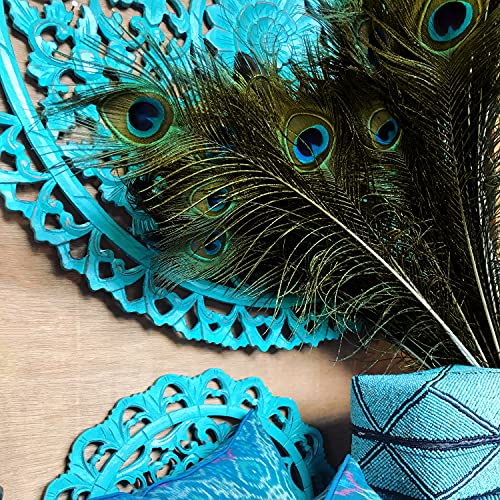 BELLE VOUS Plumas de Pavo Real Natural (Pack de 20) 78 – 80 cm - Plumas Manualidades Largas para Bodas, Fiestas, Festividades y Decoraciones para el Hogar