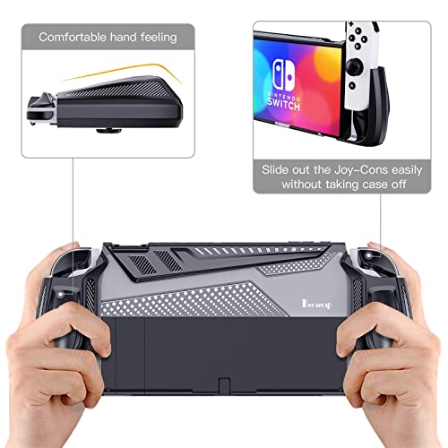 Benazcap Carcasa Dockable Compatible con el Modelo OLED de Nintendo Switch, Funda Ergonómico y Cómodo con Agarre, Carcasa de Mano para Juegos para la Consola OLED de Nintendo Switch y Joy-con, Negro