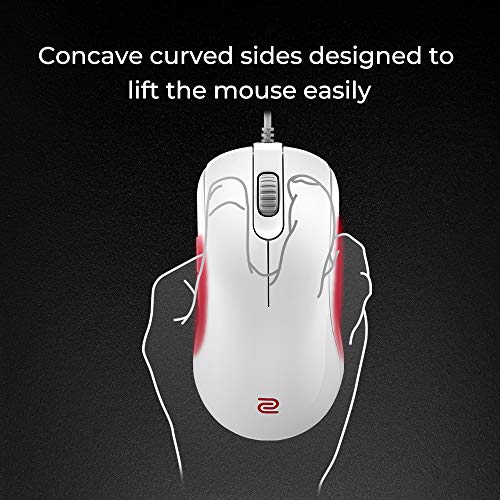 BenQ ZOWIE FK2-B - Ratón simétrico para juegos para Esports White Edition | Rendimiento de grado profesional, sin conductor, revestimiento brillante, tamaño mediano