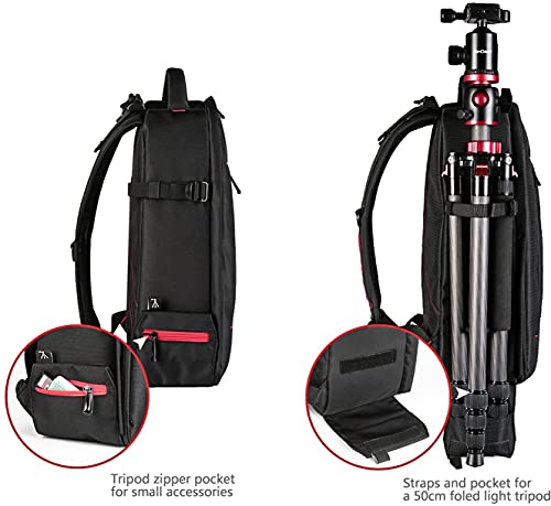 BESCHOI - Mochila para cámara réflex Digital, Impermeable, para cámaras de Fotos Sony, Canon, Nikon, Olympus SLR/DSLR, Lentes y Accesorios, Color Negro (Grande)