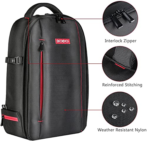 BESCHOI - Mochila para cámara réflex Digital, Impermeable, para cámaras de Fotos Sony, Canon, Nikon, Olympus SLR/DSLR, Lentes y Accesorios, Color Negro (Grande)
