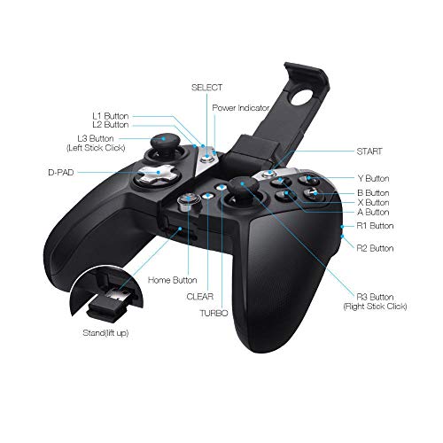 BESISOON Gamepad Profesional con conexión de Cable Gamepad del regulador del Juego de Joystick Bluetooth 2.4G Juego USB de la Hospitalidad (Color : Negro, tamaño : Un tamaño)