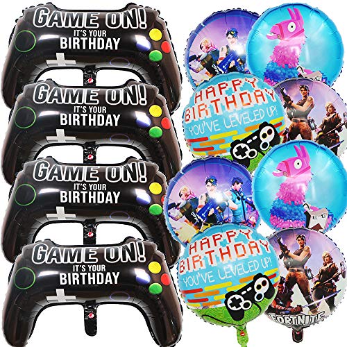 BESLIME 12 Packs Video Game Party Balloons, 23.6 x 15.7 Inch Game on Balloons Video Game Controller Aluminum Foil Balloon for Birthday Party and Game Party Decoration