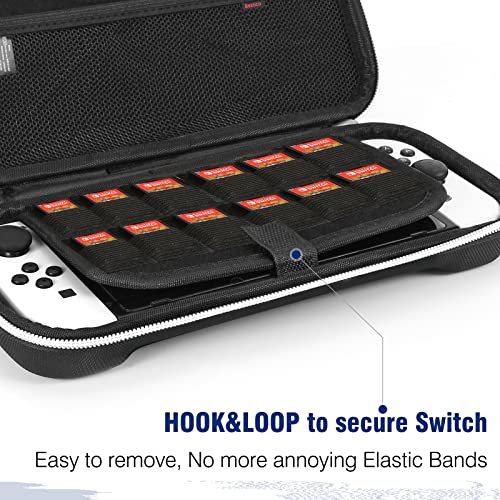 Bestico Funda para Nintendo Switch OLED, Accesorio Kits para Nintendo Switch OLED Incluye Funda de Transporte para Switch OLED, Protector de Pantalla, Soporte Ajustable y Apretones de Pulgar