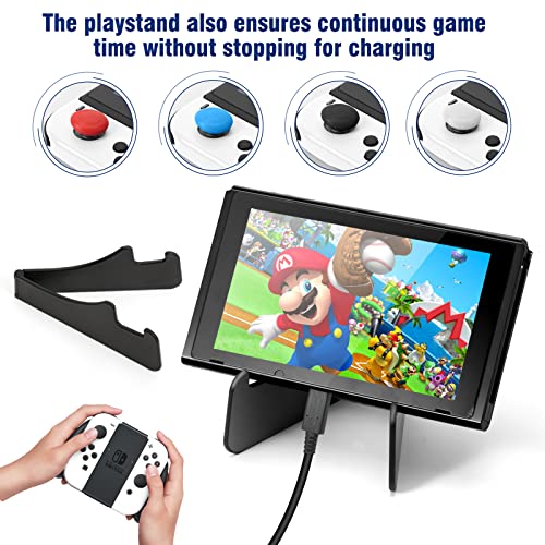 Bestico Funda para Nintendo Switch OLED, Accesorio Kits para Nintendo Switch OLED Incluye Funda de Transporte para Switch OLED, Protector de Pantalla, Soporte Ajustable y Apretones de Pulgar