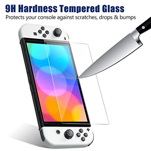 Bestico Funda para Nintendo Switch OLED, Accesorio Kits para Nintendo Switch OLED Incluye Funda de Transporte para Switch OLED, Protector de Pantalla, Soporte Ajustable y Apretones de Pulgar