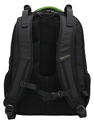 Bestlife- Mochila Gamers para Portátil 17'' y Tablet + Conector USB 31X52X21 CM, Color Verde, 52 cm