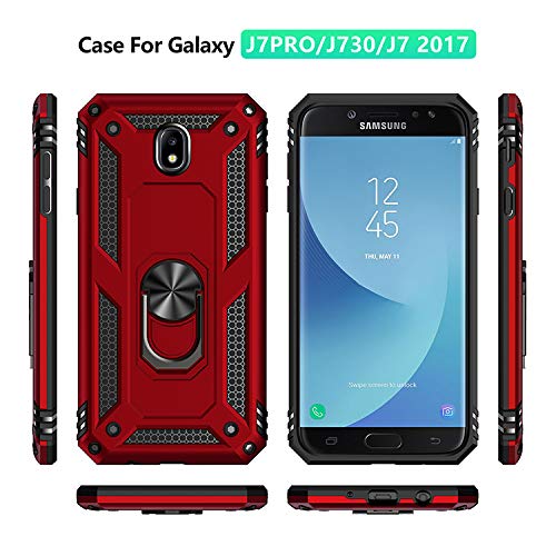 BestST Funda Samsung Galaxy J7 2017/J730 Armor Carcasa con 360 Anillo iman Soporte Hard PC y Silicona TPU Bumper antigolpes Fundas Carcasas Case para movil Samsung J7 2017/J730