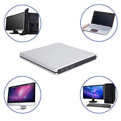Bewinner Grabadora CD/DVD Externa, Unidad Externa USB 3.0 de Aluminio, Lector de DVD/CD-RW Externas Alta Velocidad, Unidad Disco Óptico Externo para ME/2000/XP/WIN7/WIN8/WIN10/OS