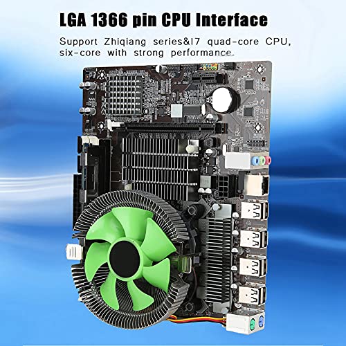 Bewinner X58 Placa Base,8GB LGA 1366 CPU Placa Madre,Nic RTL8105E 100M Integrado,6 Núcleos Conjunto de Placa Base de PC Radiador,Soporte DDR3 1066/1333/1600 MHz,6 Canales Tarjeta de Sonido Integrada