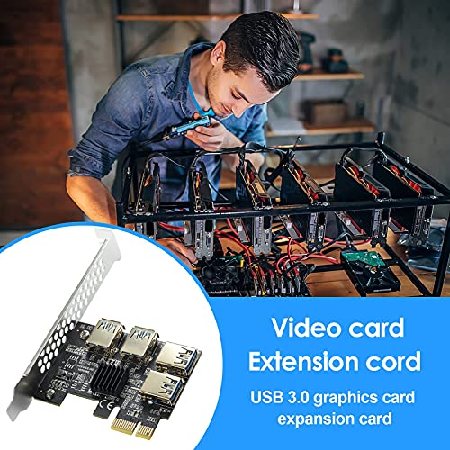 BEYIMEI Tarjeta adaptadora PCIe 1 a 4 PCI-Express, 16X Ranuras USB3.0 Expansión Riser Card, para mineros Bitcoin para minar Dispositivos BTC (Cable USB no Incluido)