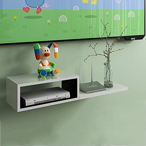 Biblioteca DD-Estantería de artículos Diversos, Soporte De Montaje En Pared De Estante Flotante De 80 X 20 X 15 Cm, Forma De Tira, Rectángulo， For Reproductor De DVD,Consolas De Juegos, PS4, Blanco