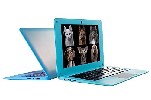 BIGMAC Windows 10 - Ordenador portátil Mini de 10,1 pulgadas de 32 GB, teclado AZERTY francés, ultra fino y ligero, Netbook Intel Quad Core PC HDMI Webcam Netflix Youtube (Azul)