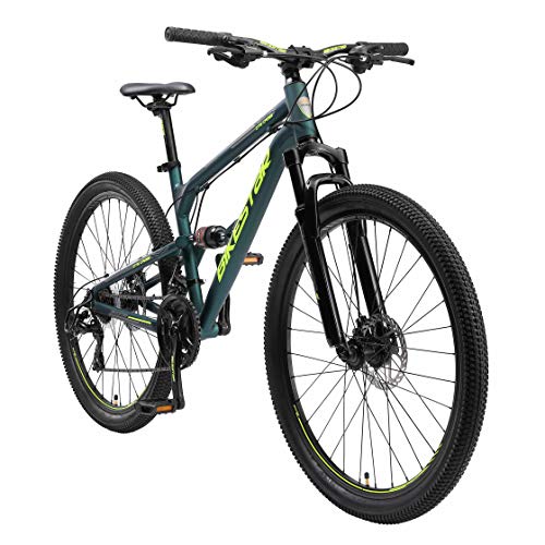 BIKESTAR Bicicleta de montaña de Aluminio Suspensión Doble Completa 27.5 Pulgadas | Cuadro 16.5" Cambio Shimano de 21 velocidades, Freno de Disco, Fully MTB | Verde
